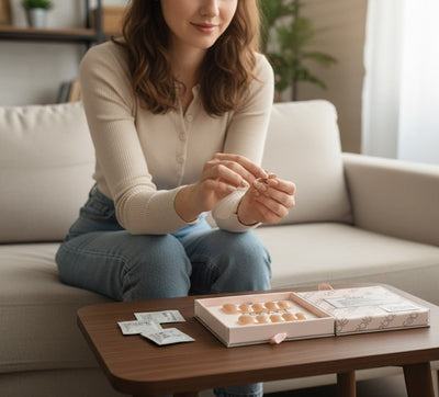 Febble - أظافر صناعية بتصميم رخامي مموج بلون نيود