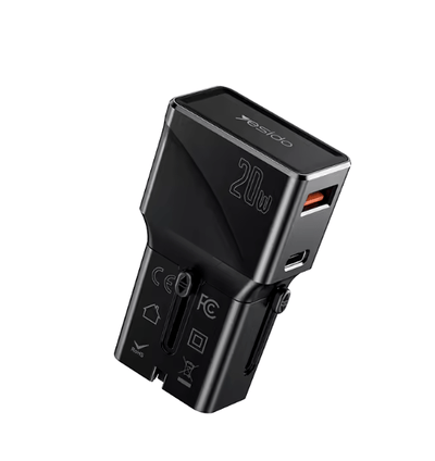 شاحن سفر USB بمقبس متعدد