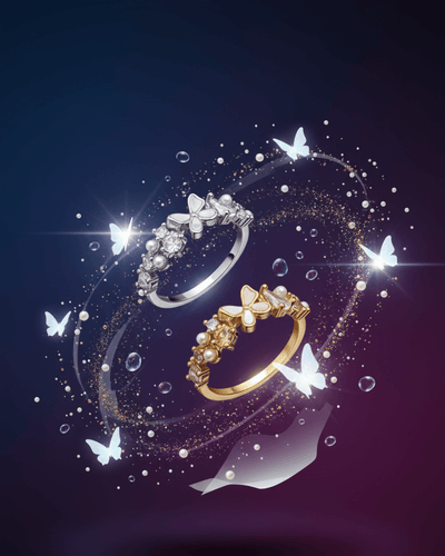 خاتم مجموعة الفراشات اللؤلؤية