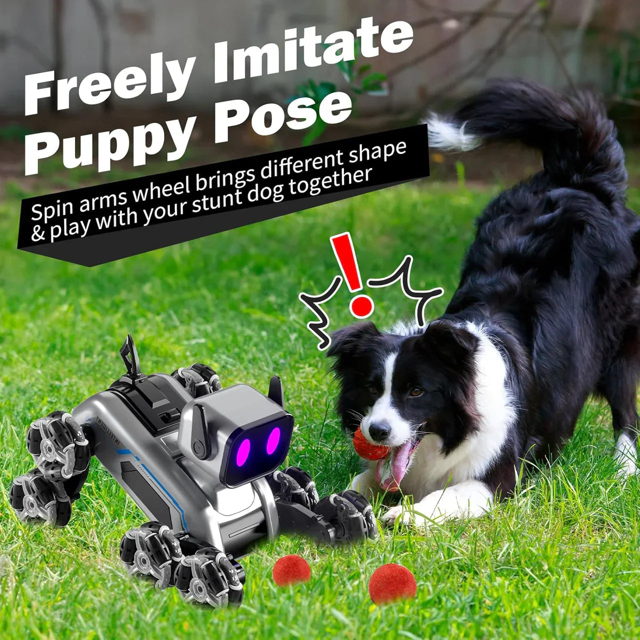 Remote-Controlled Acrobatic Robot Dog - كلب آلي بهلواني يُتحكم به عن بُعد - كلب رش يعمل بالتحكم عن بُعد مع نظام دفع ثماني العجلات