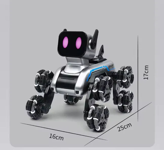 Remote-Controlled Acrobatic Robot Dog - كلب آلي بهلواني يُتحكم به عن بُعد - كلب رش يعمل بالتحكم عن بُعد مع نظام دفع ثماني العجلات