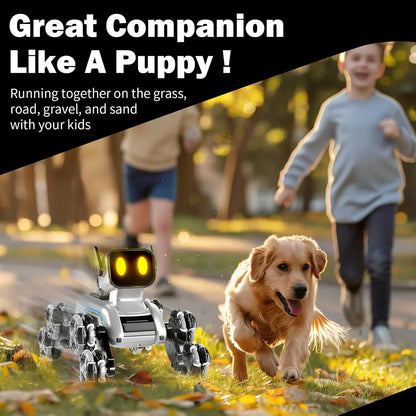 Remote-Controlled Acrobatic Robot Dog - كلب آلي بهلواني يُتحكم به عن بُعد - كلب رش يعمل بالتحكم عن بُعد مع نظام دفع ثماني العجلات