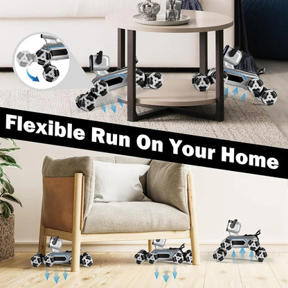 Remote-Controlled Acrobatic Robot Dog - كلب آلي بهلواني يُتحكم به عن بُعد - كلب رش يعمل بالتحكم عن بُعد مع نظام دفع ثماني العجلات
