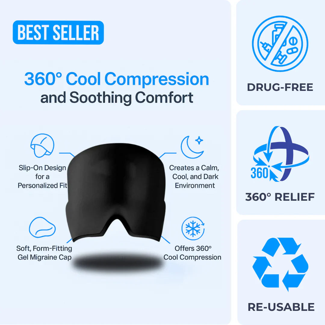 Headache Relief Hat Wearable Migraine Ice Cap for Natural Pain Relief
