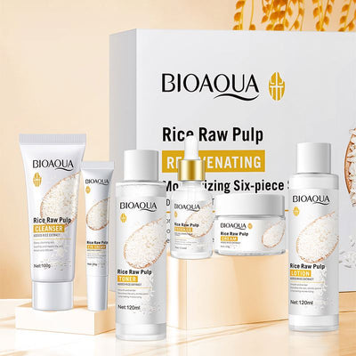 BIOAQUA - مجموعة لب الأرز الخام لتجديد البشرة