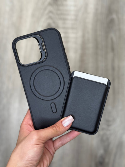 Black Wallet Phone Case with Card Holder