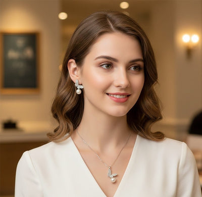 Butterfly & Pearl Drop Set