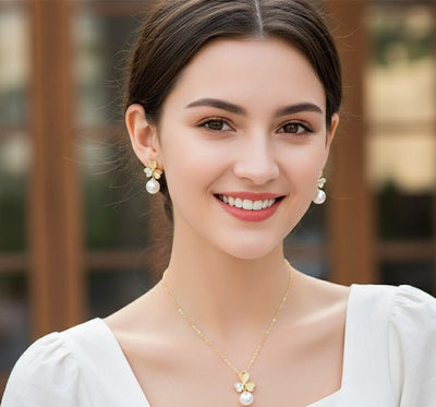 Butterfly & Pearl Pendant Jewelry Set