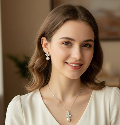 Butterfly & Pearl Pendant Jewelry Set