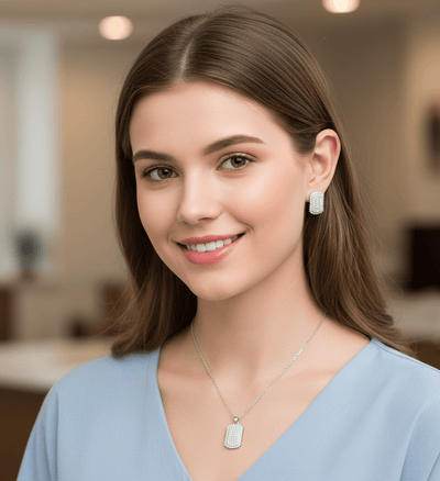 Cushion Sparkle Pendant & Stud Set