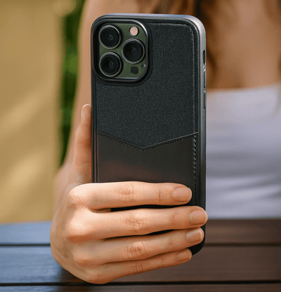 Dual - Tone Fabric & PU Leather iPhone Case