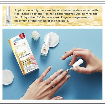 Eveline Cosmetics - بلسم الأظافر 8 في 1 مع جزيئات الذهب