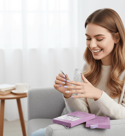 Febble - طقم أظافر لاصقة لامعة باللون البنفسجي الفاتح