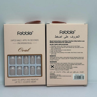 Febble - أظافر بيضاوية الشكل باللون الرمادي غير اللامع تُثَبَّت بالضغط