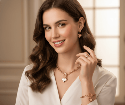 Heart Lock Pendant Jewelry Set