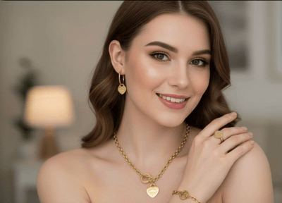 طقم مجوهرات سلسلة بتعليقة قلب