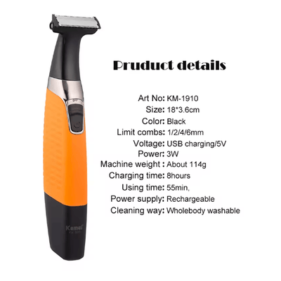 Kemei - 4 - in - 1 Waterproof Eyebrow & Facial Trimmer