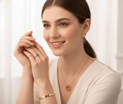 طقم مجوهرات ذهب دائرة الحب
