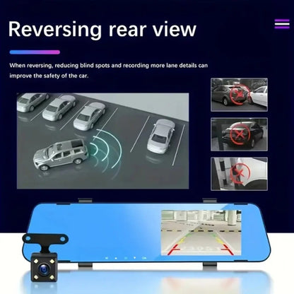 🎁 عرض اليوم الأخير - كاميرا مرآة الرؤية الخلفية الذكية للسيارة الأصلية ثنائية العدسة ClearVision™