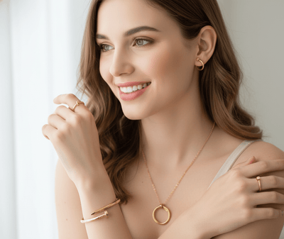 طقم مجوهرات ذهبية على شكل أظافر