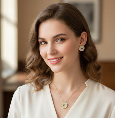 Open Halo Circle Pave Jewelry Set