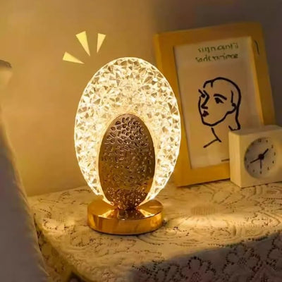 مصباح طاولة LED كريستالي بيضاوي