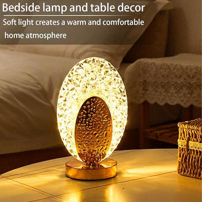 مصباح طاولة LED كريستالي بيضاوي