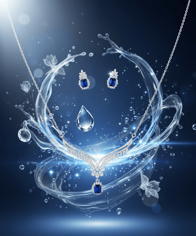 طقم مجوهرات بتصميم مربع متدلٍ