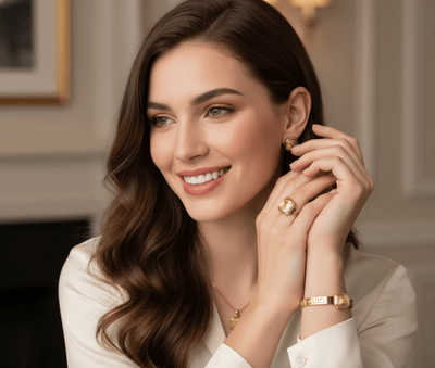 طقم مجوهرات بتصميم شعار LV مربع