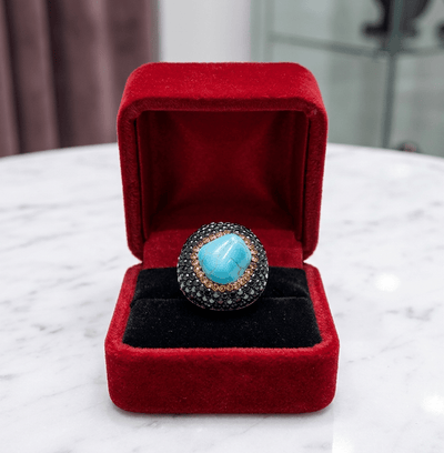 Turquoise Crystal Dome Statement Ring